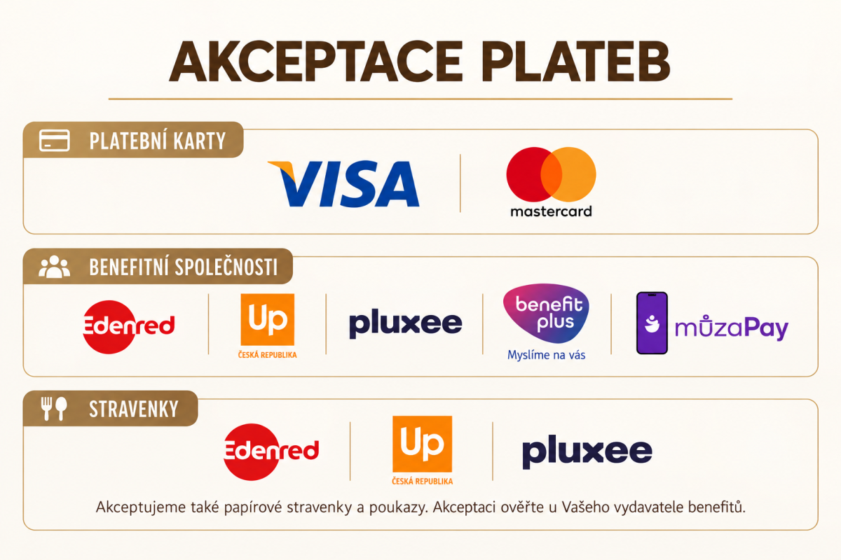 Přehled akceptovaných plateb